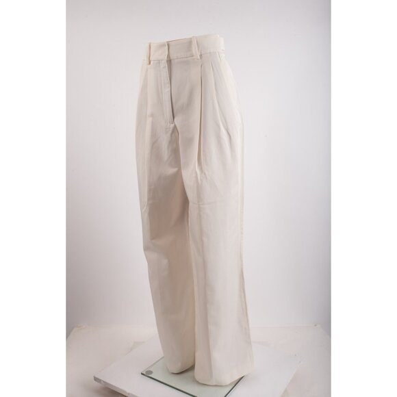 Zara Womans Pants Size M Ecru off White Wide Leg High Waist 7149/043 NWT - Picture 4 of 8